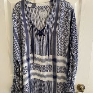 Rails Lily Lace Up Blouse Sapphire Jacquard